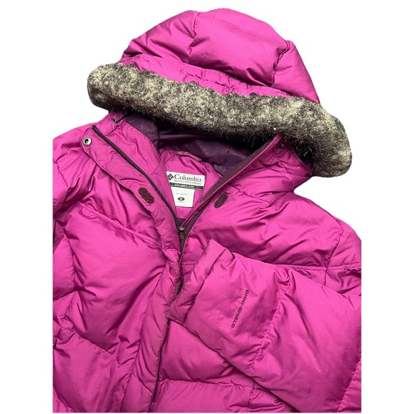 Columbia‎ Omni Heat Down Puffer Jacket Womens Medium Fuchsia Omni Shield Hooded - Picture 1 of 10